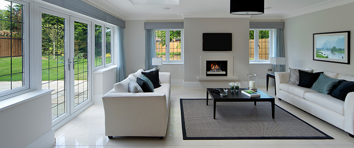 Home Glass fireplace and patio doors